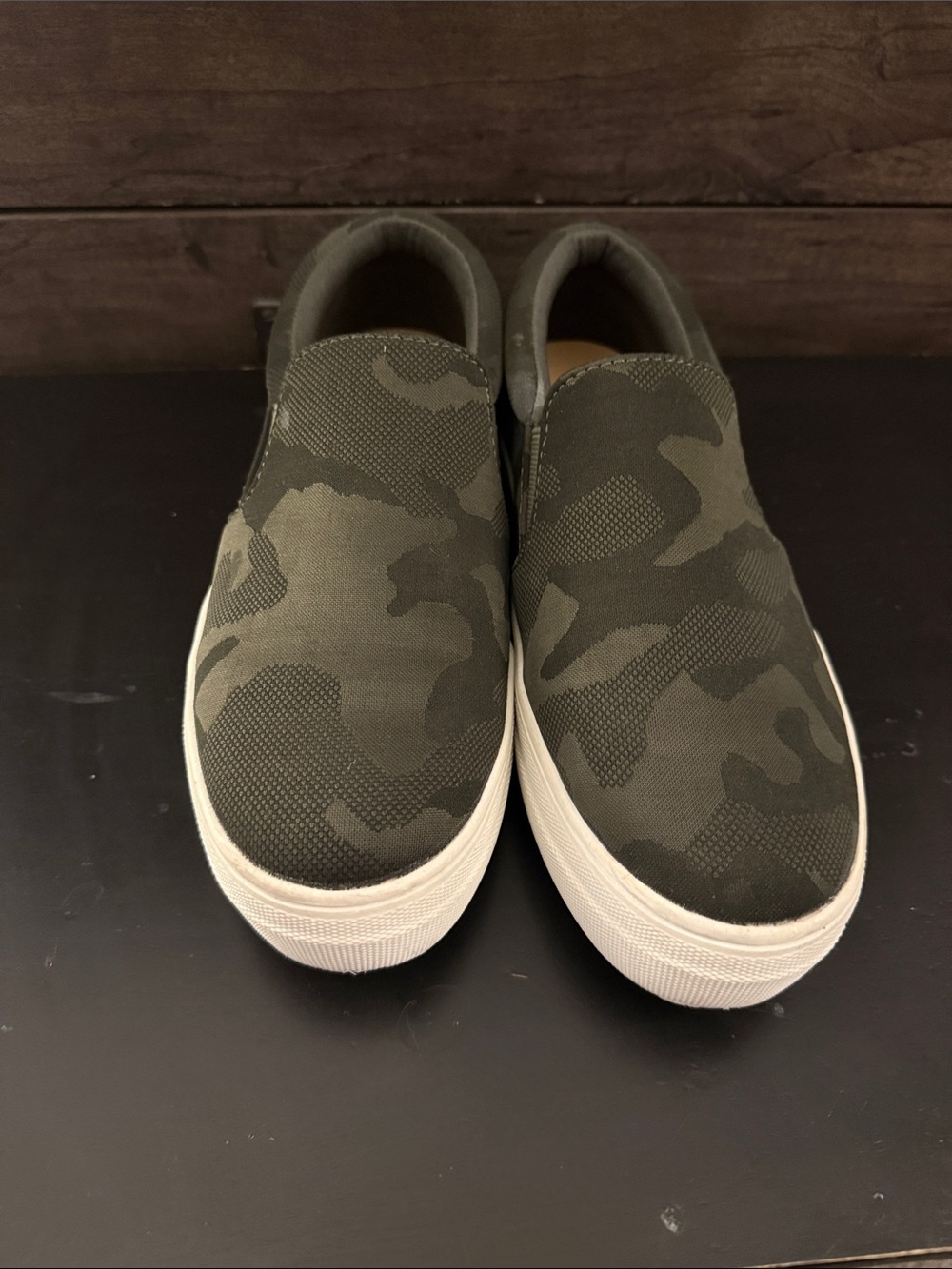 Green Camo Slip-On Sneakers